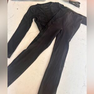 Lululemon Black Paneled Mesh Leggings